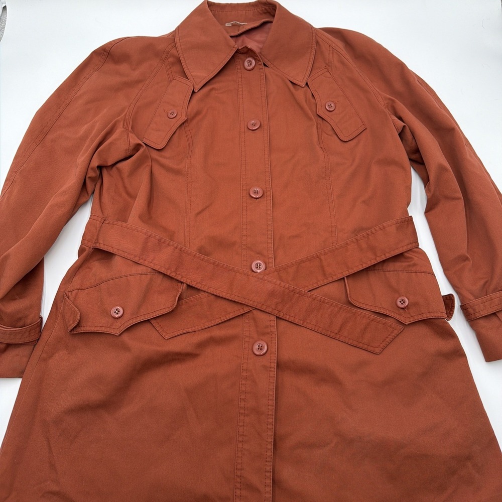 VINTAGE Women JCPenney Size 20 XL Rust Burnt Orange Trench Coat Fall Vibes
